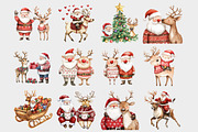 Santa and Reindeer Clipart, a Seasonal Illustration by Design Market (Thumbnail 2 of 4)