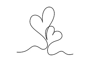 Two Hearts Continuous One Line, a Decorative Illustration by Valenty