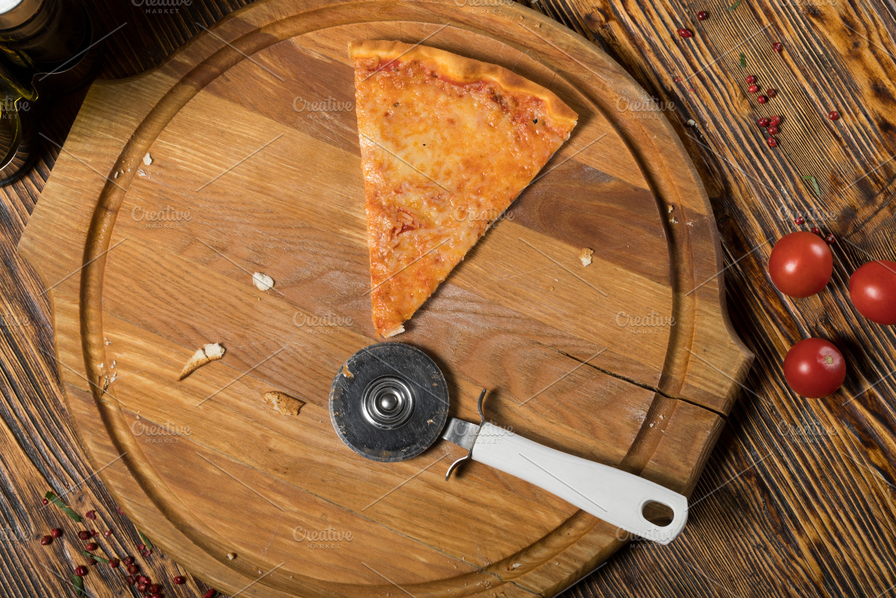 Slice of pizza tomatoes cheese ol stock photo containing pizza and food, a Food & Drink Photo by oleghz