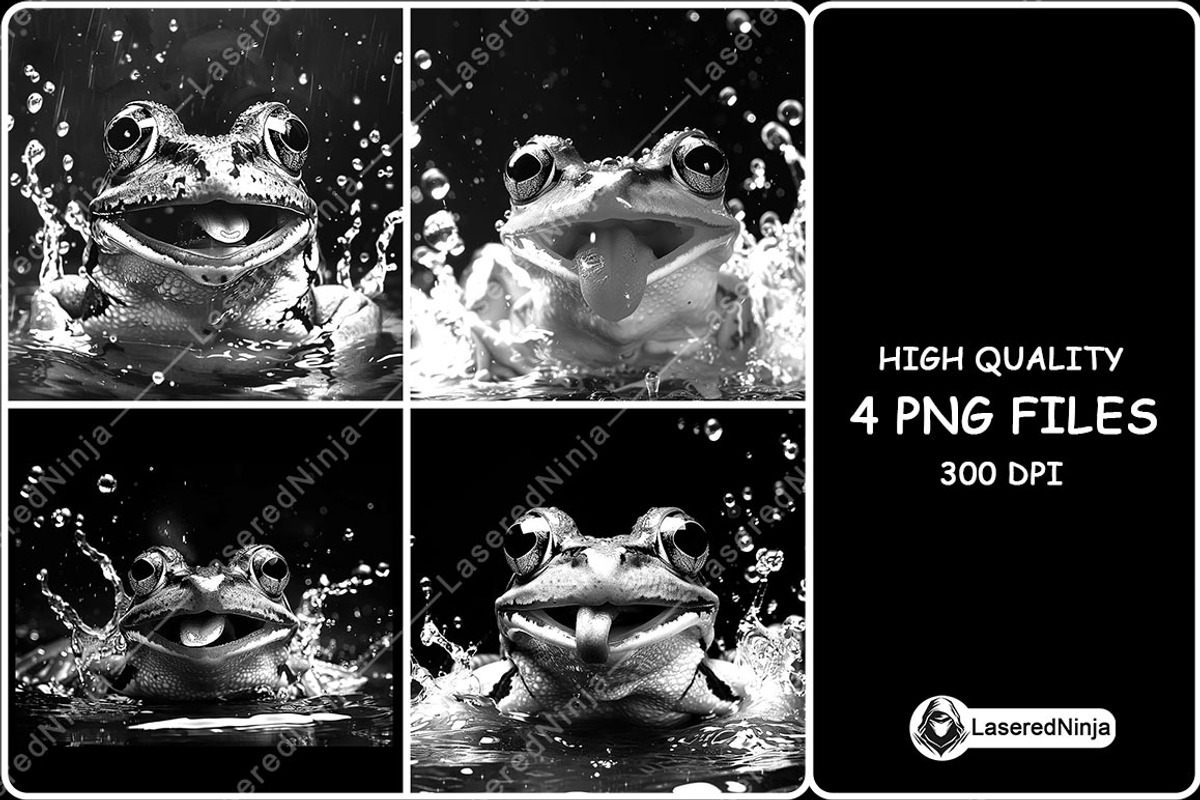 Frog Smiling Tongue Out Water Splash, a Background Graphic by LaseredNinja (Photo 1 of 7)
