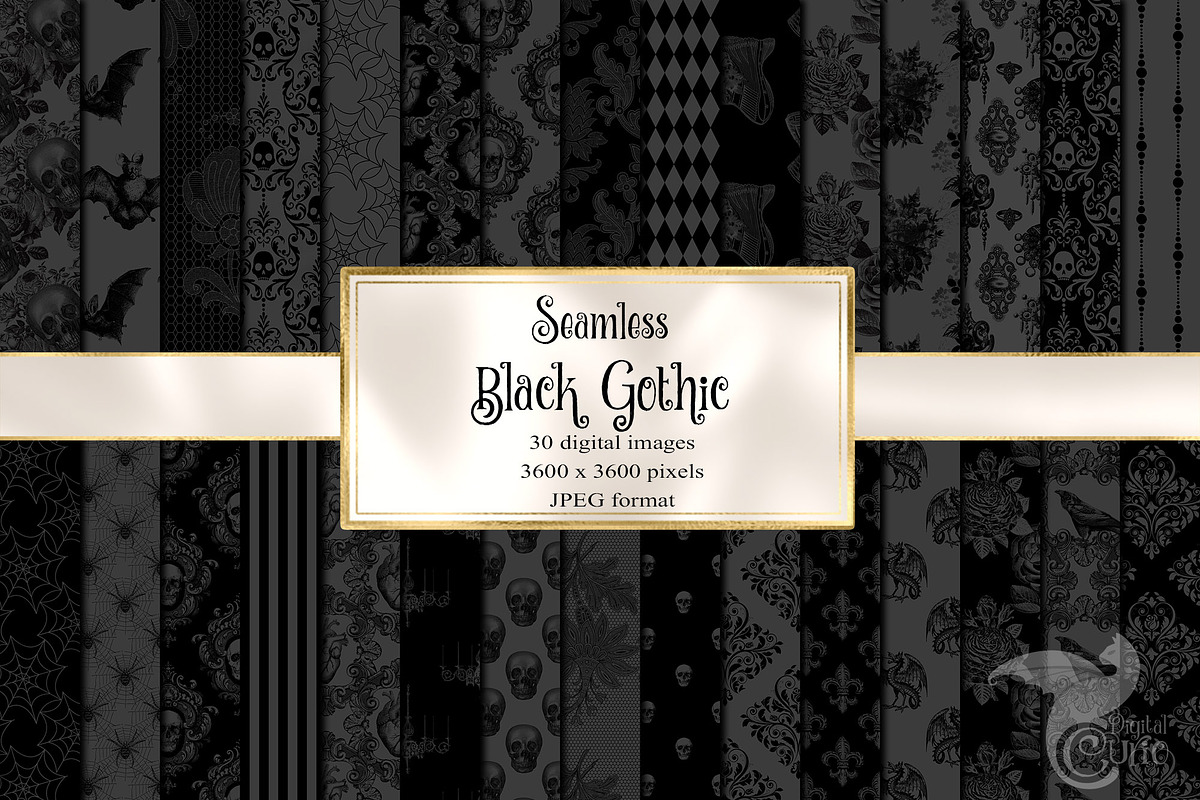 Black Gothic Digital Paper, a Texture Graphic by Digital Curio