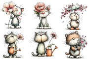 whimsical spring cat clipart, an Illustration by Designworld (Thumbnail 2 of 3)