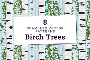 8 Birch Trees Vector Patterns
