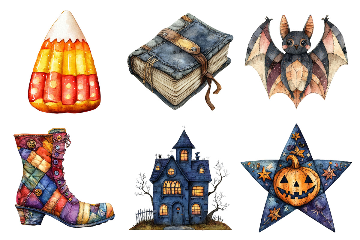 Patchwork Halloween Clipart, an Illustration by Daily.Designs (Photo 4 of 5)