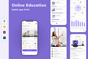 Online Education Mobile App UI Kit, a Websites & App Template by uicube