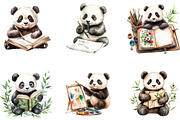 Watercolor Book Lover Panda clipart, a Seasonal Illustration by Designking (Thumbnail 4 of 5)