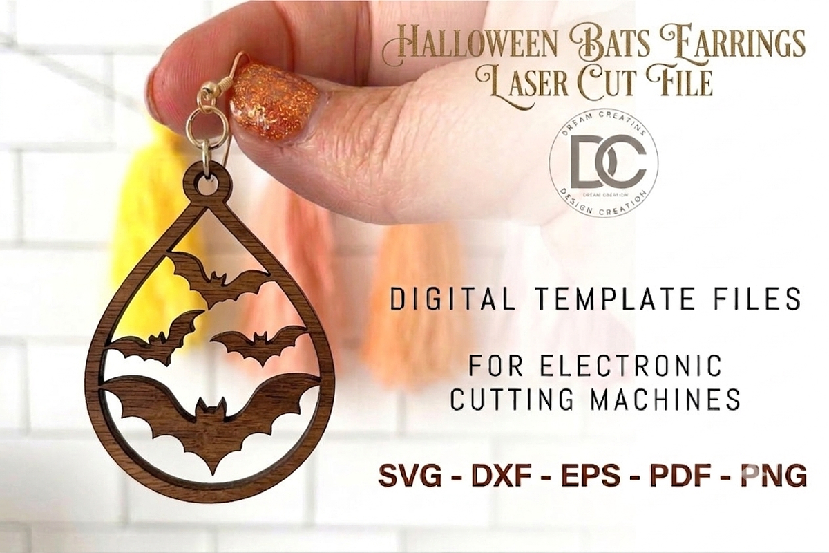 Bats Halloween Earring Svg, a Work Illustration by Dream Creation (Photo 3 of 3)