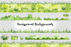 Watercolor Grass Borders Clipart