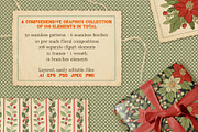 Vintage Christmas Clipart & Patterns, a Pattern Graphic by PATTERNS etc. (Thumbnail 2 of 15)
