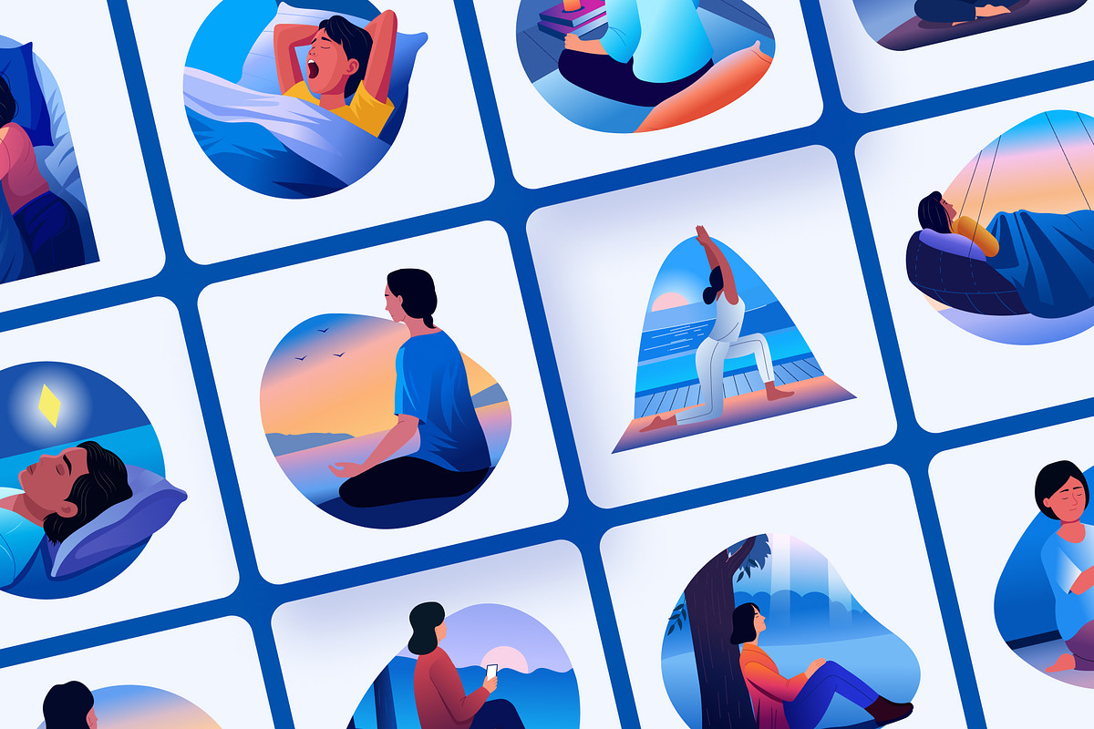 Animated Sleep and Meditation, a Healthcare Illustration by Brickclay (Photo 3 of 5)