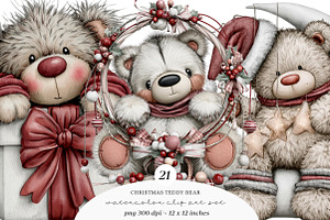 Christmas Teddy Bear Clipart, a Transportation Illustration by SinaCreation