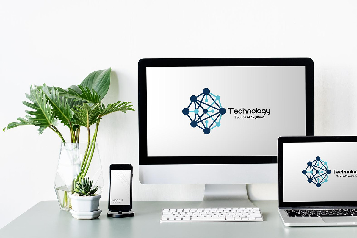 Technology logo, AI logo design, a Branding & Logo Template by YUDesignStore (Photo 3 of 5)