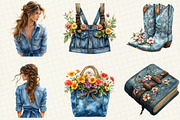 Vintage Denim Spring Clipart, a Work Illustration by OK Design (Thumbnail 4 of 5)