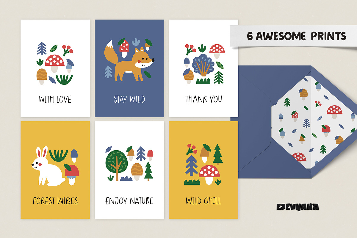 Woodland Animals Clipart & Patterns, an Animal Illustration by Ejevyaka (Photo 5 of 8)