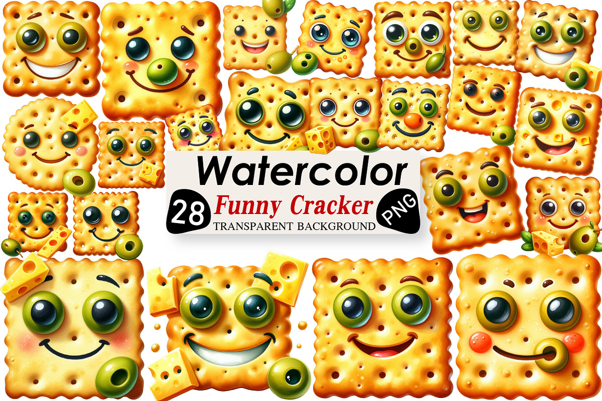 Funny Cracker Watercolor Clipart, an Illustration by Black Bird Studio (Photo 1 of 6)