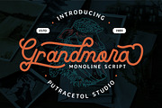 Grandmora - Monoline Script, a Script Font by PutraCetol Studio (Thumbnail 1 of 9)