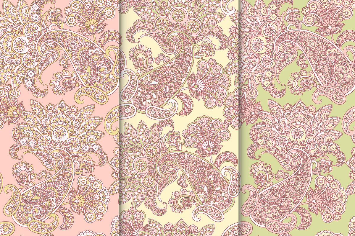 3 Floral paisley fabric patterns, a Wallpaper Graphic by antalogiya (Photo 1 of 4)