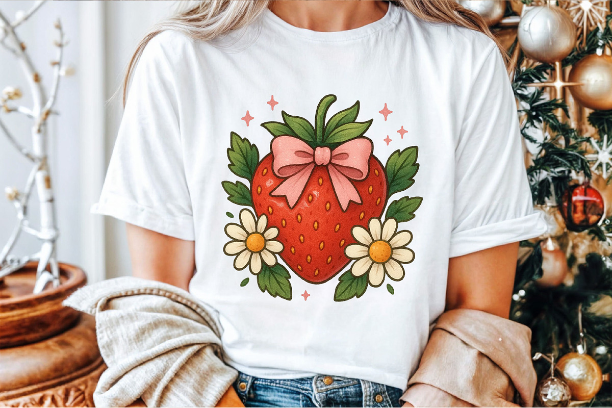 Strawberry Flower Pink Coquette Bow, an Illustration by Sublimation Artist (Photo 6 of 9)