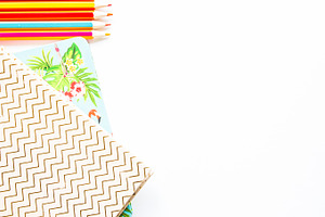 Colorful Pencils and Notebooks
