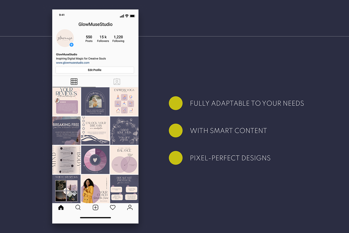 90+ Life Coach Social Media Template, a Social Media Template by Glow Muse Studio (Photo 9 of 10)