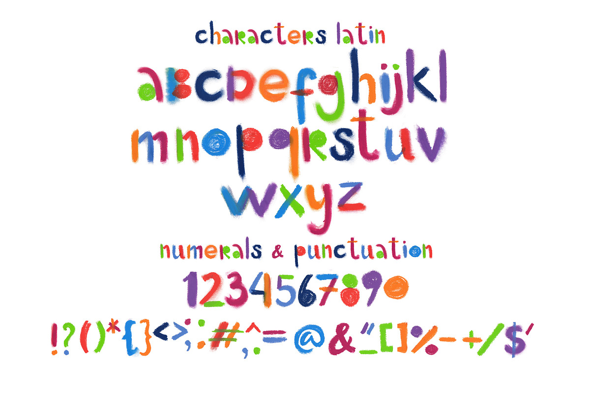 "Little monster" bitmap color font preview 2