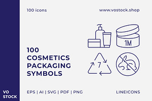 100 Cosmetics Packaging Icons