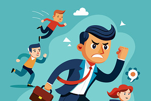 Business people in a hurry, a Person Illustration by SouravDesign