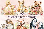 Mother's Day Animals Clipart, a Graphic by GiraffeCreative (Thumbnail 1 of 9)