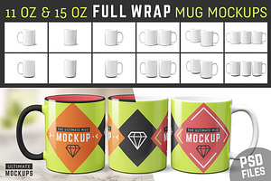 11 oz & 15 oz Mug Mockups (PSDs)