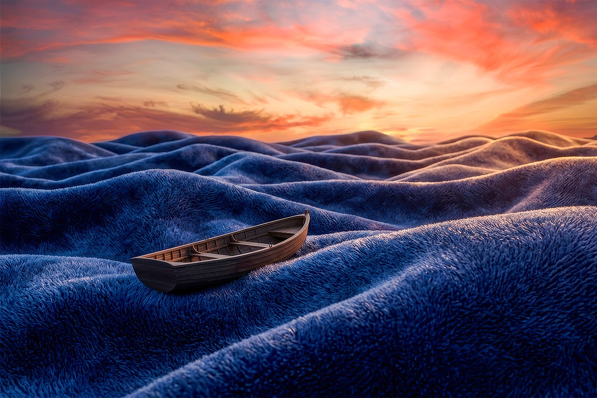 Surreal Blue Wool Ocean, an Object Illustration by StockVerse Creative (Photo 2 of 4)