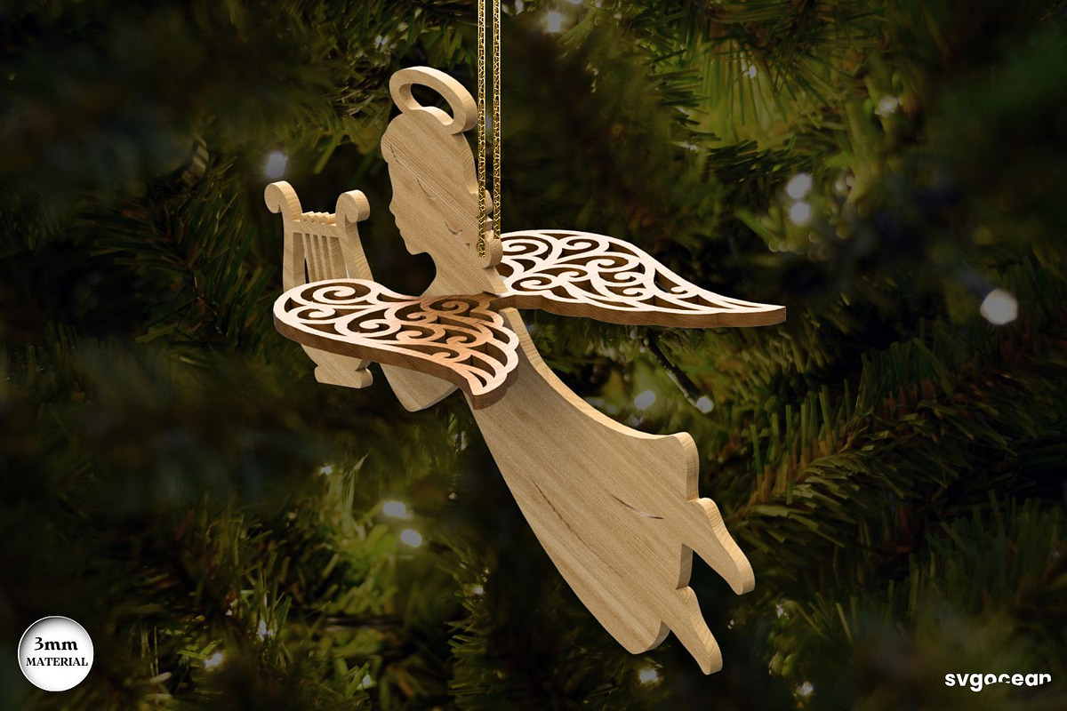 3D Christmas Angels Ornament Bundle, a Decorative Illustration by svgocean (Photo 16 of 20)