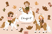 Cowgirl clipart and patterns, an Animal Illustration by tatiletters (Thumbnail 1 of 9)