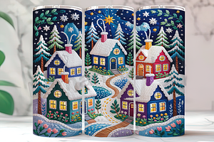 Embroidered Christmas Village Tumble, a Background Photo by LamanAzalea
