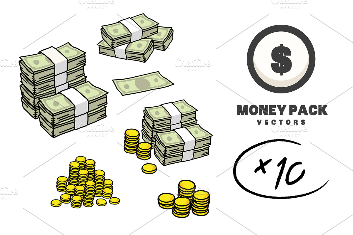 Money pack vectors, a Graphic by aniunova (Photo 1 of 4)