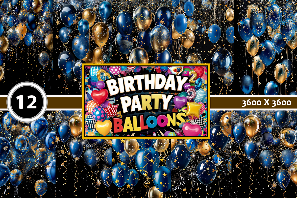 Birthday Party Balloons Decoration, a Background Graphic by Printable Treasure (Photo 1 of 4)