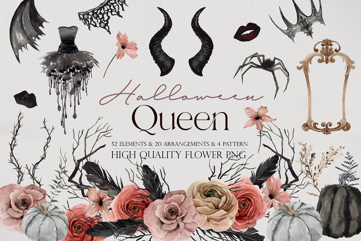 Watercolor clipart - Halloween Queen, an Illustration by Beigetime (Photo 1 of 13)