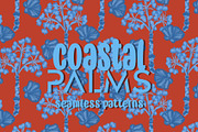 Tropical palms brown blue pattern, a Pattern Graphic by Nocito Design (Thumbnail 1 of 6)