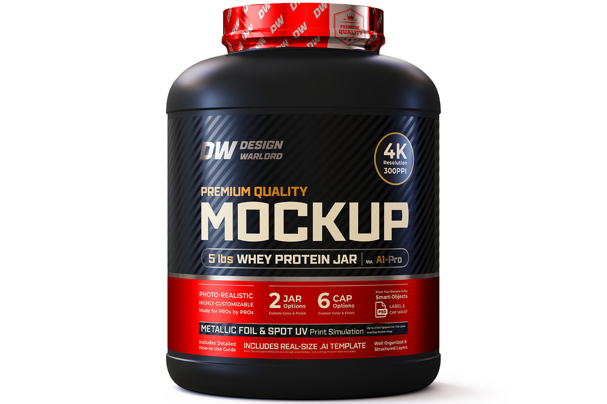 5lb Whey Protein Jar Mockup A1-Pro, a Packaging Mockup by Design Warlord (Photo 1 of 16)
