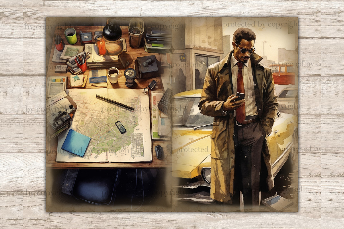 Detective Junk Journal Kit, a Person Illustration by GlamArtZhanna (Photo 5 of 9)