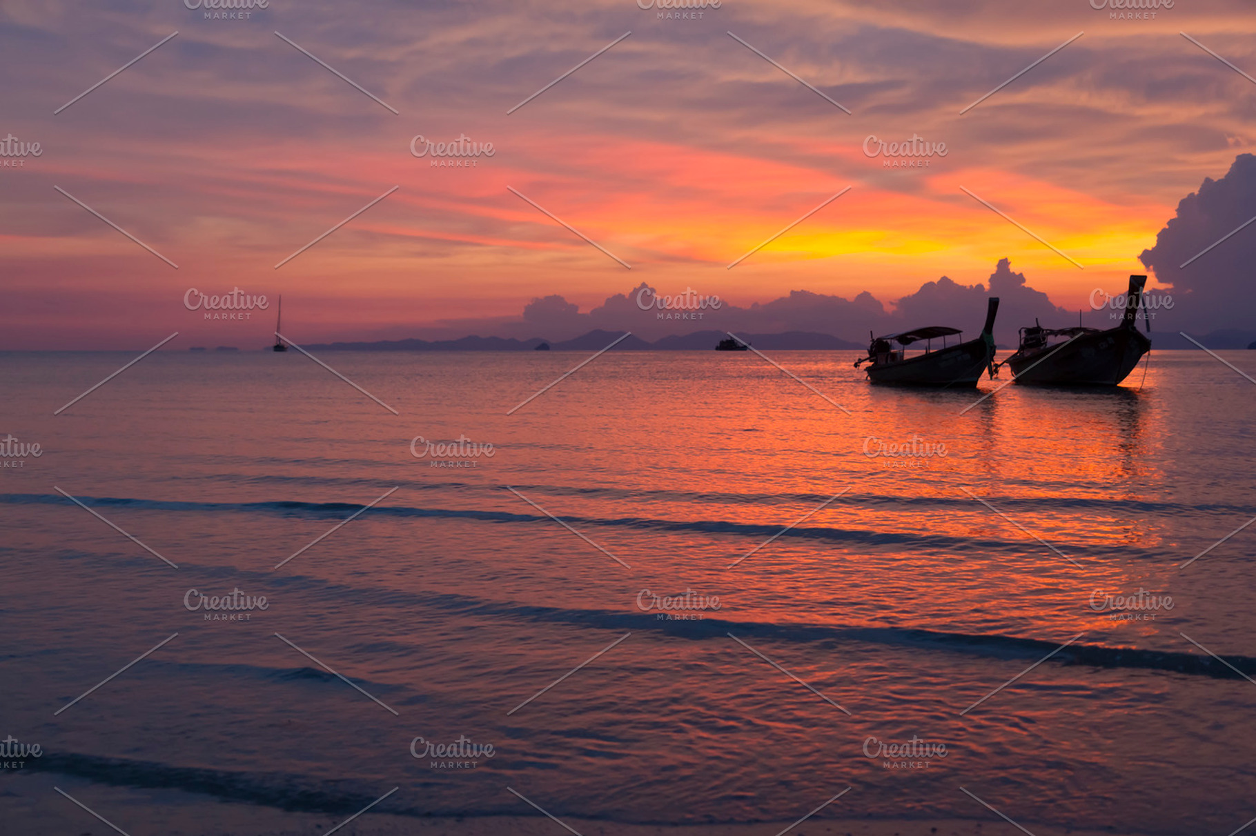 Sunset on the beach containing sunset, sundown, and dusk, a Nature Photo by Vector beauty