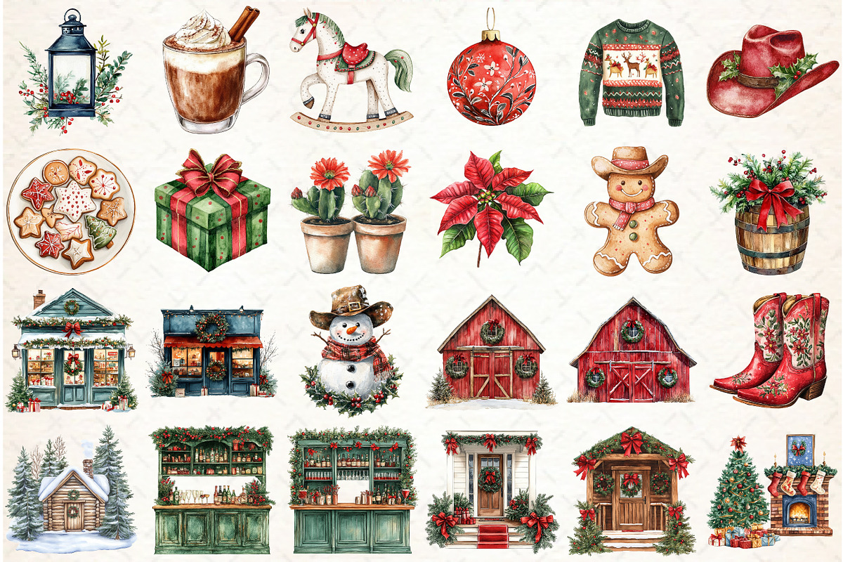 Western Cowboy Christmas Clipart, an Illustration by Libby Wishes (Photo 2 of 6)