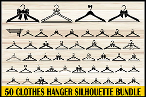 50 Clothes Hanger Silhouette Bundle, an Illustration by yasushie
