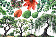 Green Trees and Leaves Clipart, an Illustration by Libby Wishes (Thumbnail 2 of 3)