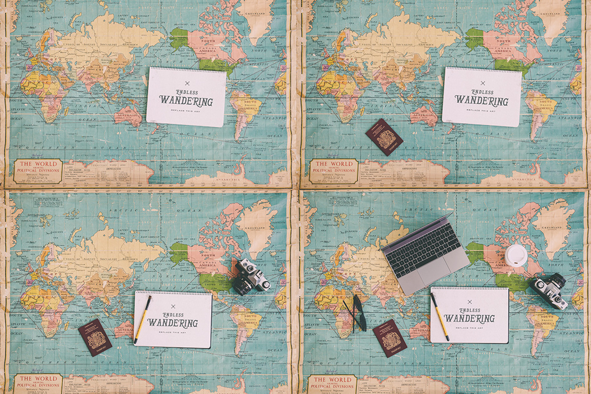 10 Flat Lay Travel Notebook Mockups, a Mac Mockup by White Flag (Photo 3 of 4)