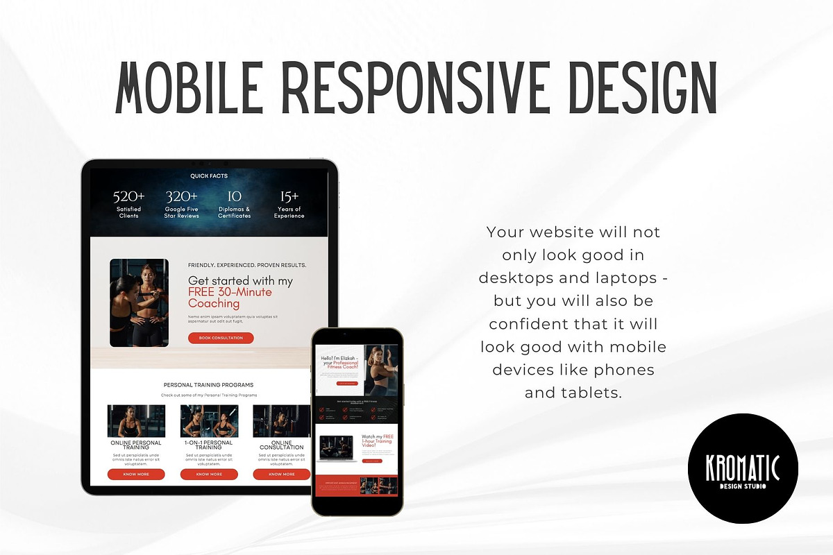 Fitness Coach Canva Website Template, a Landing Page Template by Kromatic Design Studio (Photo 6 of 8)