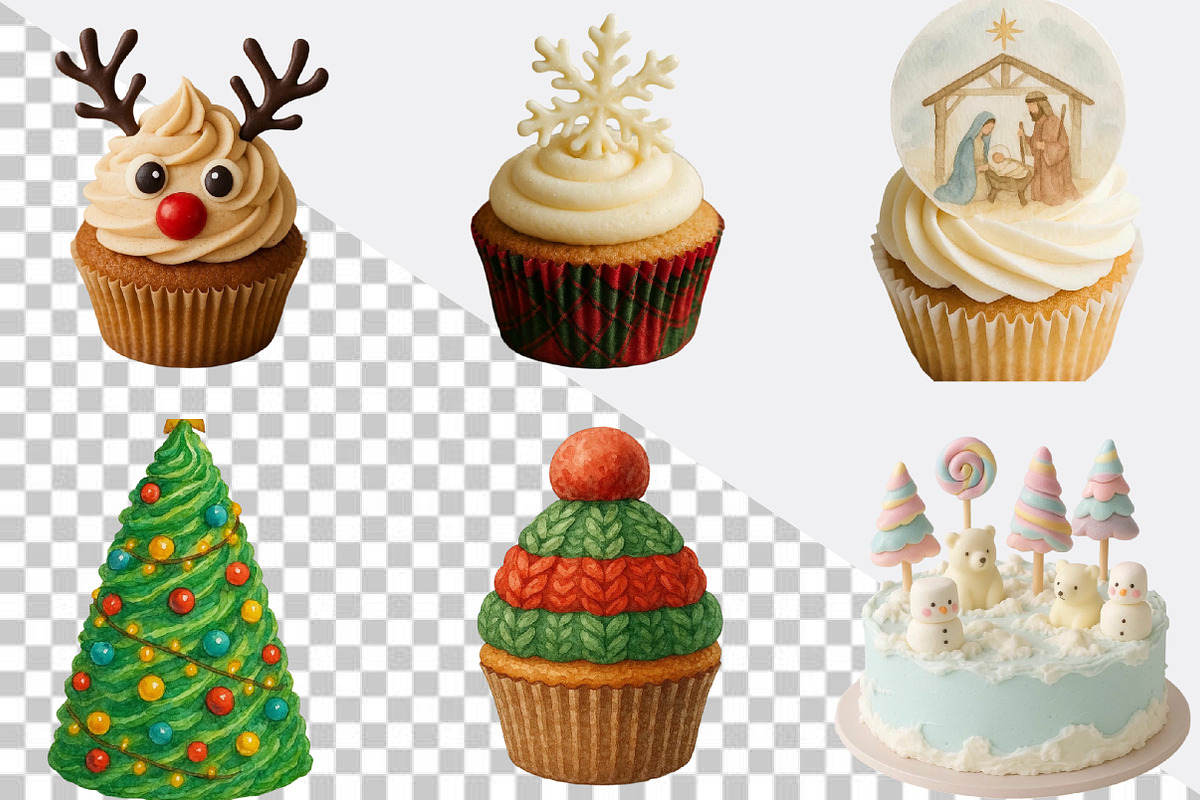 Christmas Cake Sublimation Clipart B, an Illustration by SVGArt (Photo 3 of 8)