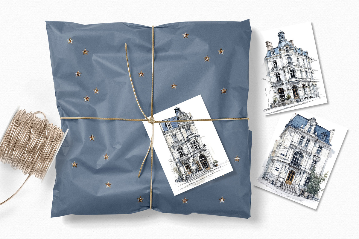 Parisian Townhouses, a Decorative Illustration by rileyBgraphics (Photo 5 of 7)