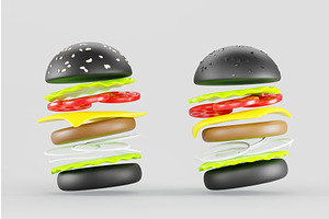 Black Burger Or Hamburger Fly Motion