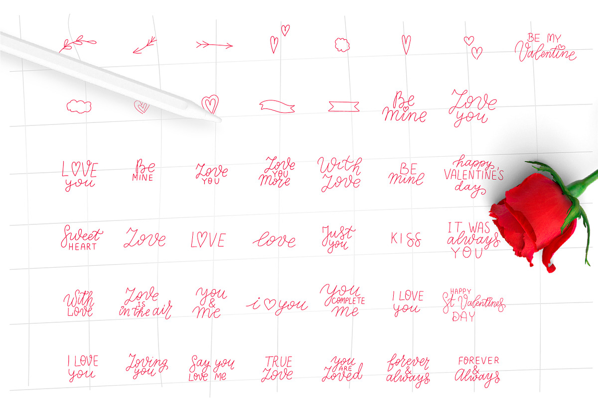 Valentines Day lettering stamps, a Brush Add-On by Let's Art (Photo 3 of 5)