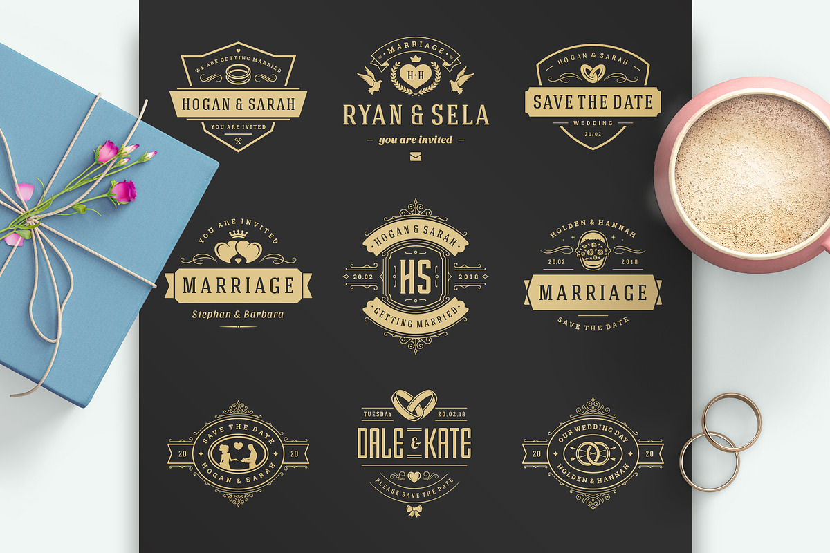 18 Wedding Logos and Badges, a Branding & Logo Template by Vasya Kobelev (Photo 5 of 15)